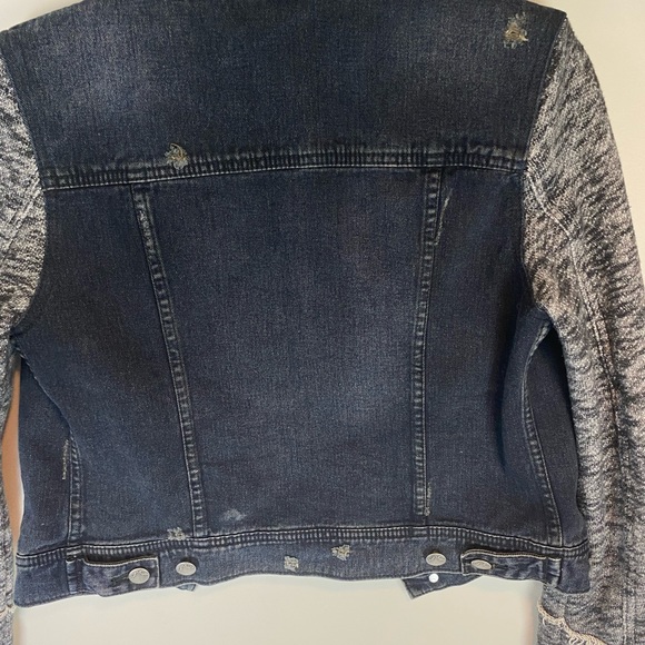 Free People Distressed Denim Jean Hooded Jacket Small - Picture 9 of 12